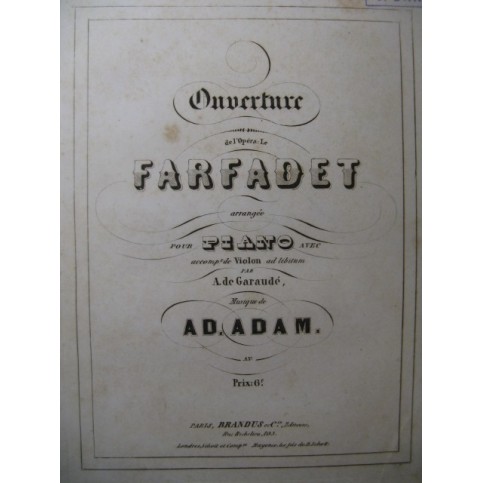 ADAM Adolphe Le Farfadet Ouverture Orchestre 1852