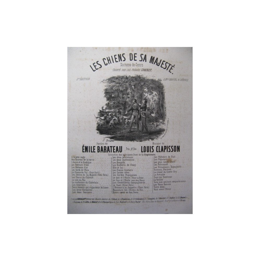 CLAPISSON Louis Les Chiens de sa Majesté Chant Piano ca1840
