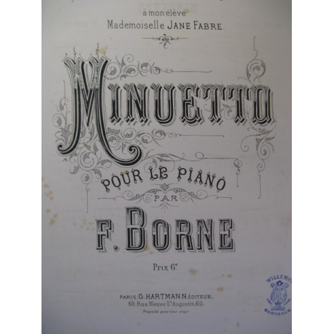 BORNE François Minuetto Piano ca1878