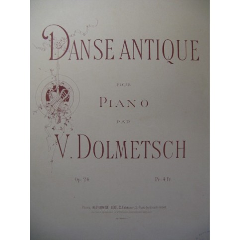 DOLMETSCH Victor Danse Antique Piano 1894