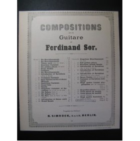 SOR Ferdinand Grande Sonate No 2 op. 25 Guitare