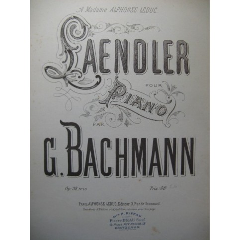 BACHMANN Georges Laendler Piano 1889