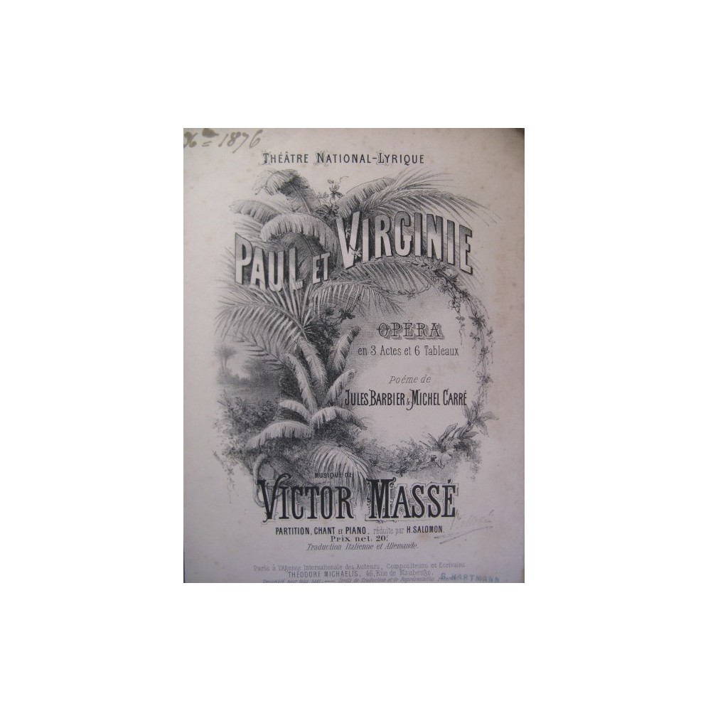 MASSÉ Victor Paul et Virginie Opéra XIXe