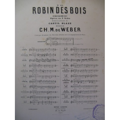 WEBER Robin des Bois No 13 Prière Chant Piano ca1875