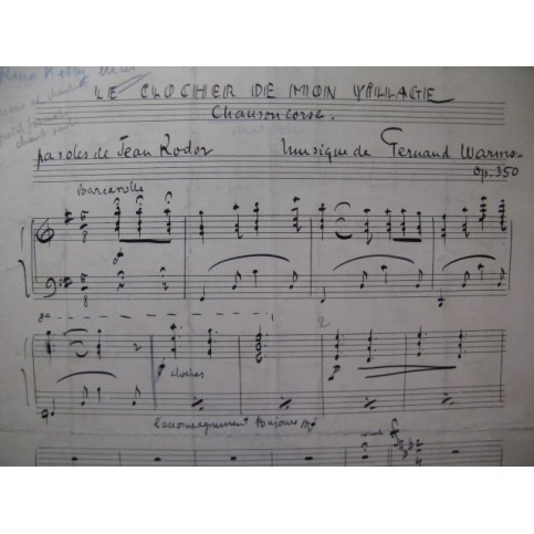 Le Clocher de mon Village Chanson Corse Fernand Warms 1937