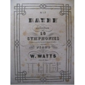 HAYDN Joseph Symphonie No 17 Piano 4 mains ca1860