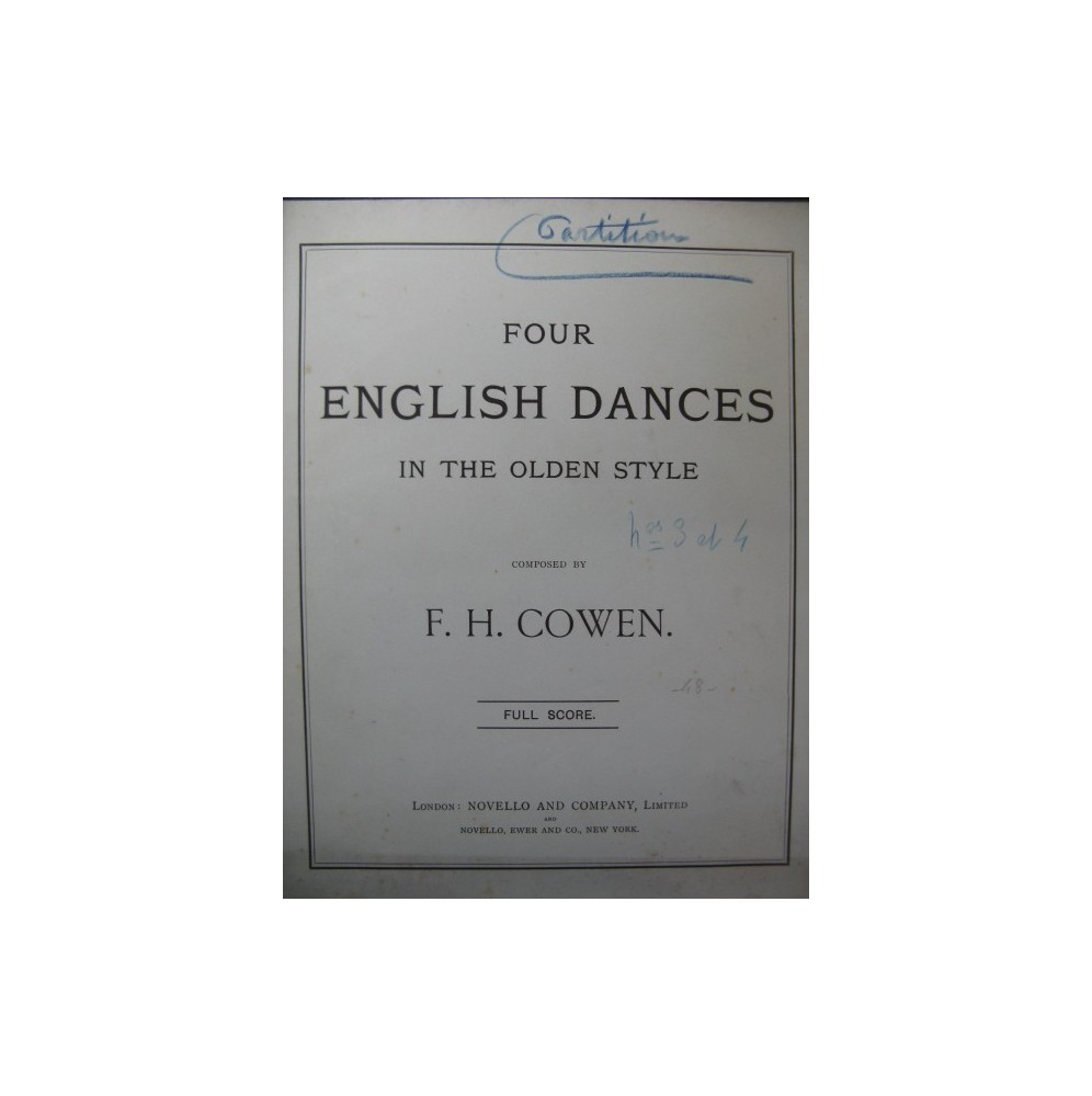 COWEN Frederic Hymen Four English Dances Orchestre 1901