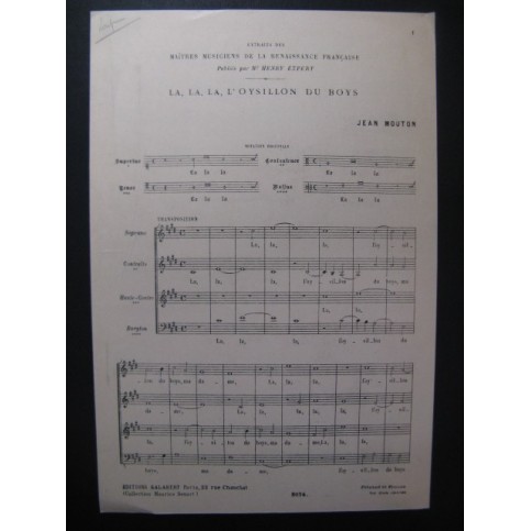 MOUTON Jean L'Oysillon du Boys Chant 1947