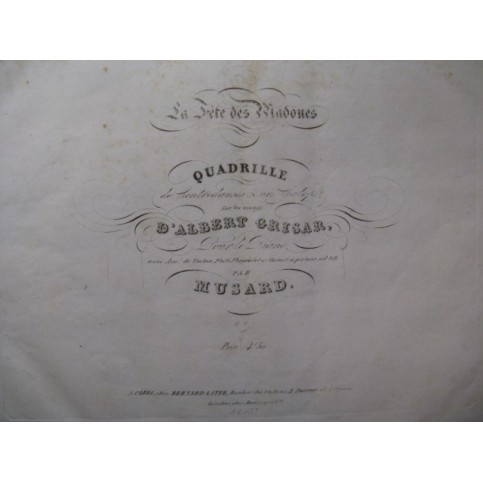 MUSARD La Fête des Madones Quadrille Piano ca1840