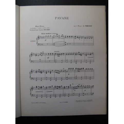 DE THUISY Marquis Pavane pour Piano