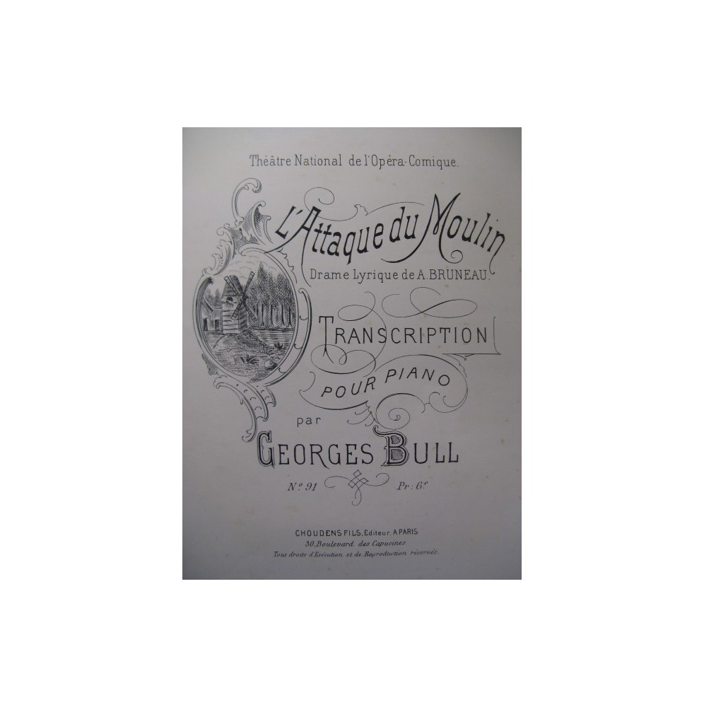 BULL Georges Fantaisie sur L'Attaque du Moulin Piano ca1895