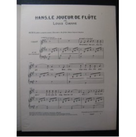 GANNE Louis Hans, le Joueur de Flûte Duo Piano Chant 1910