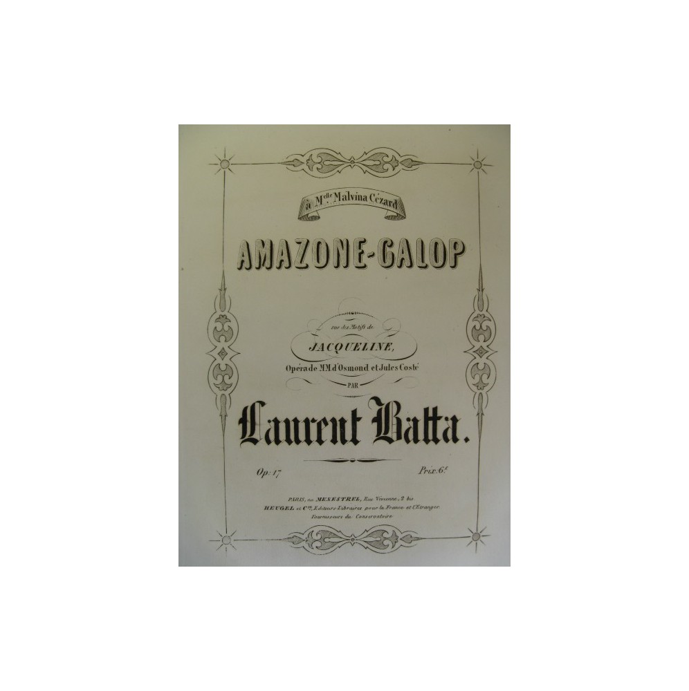 BATTA Laurent Amazone Galop Piano ca1857