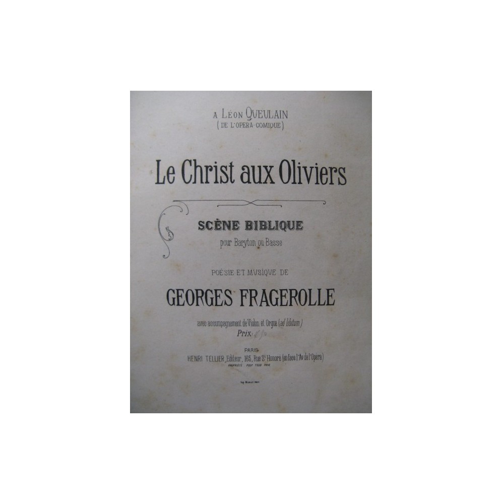 FRAGEROLLE Georges Le Christ aux Oliviers Chant Piano XIXe