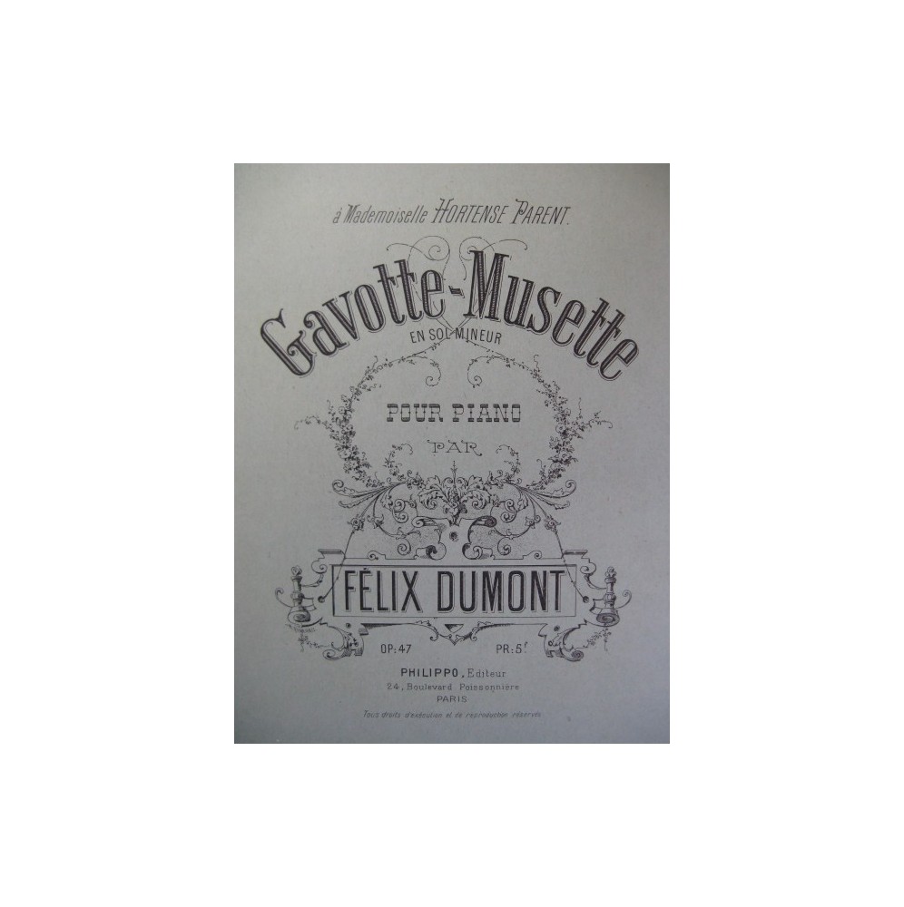 DUMONT Félix Gavotte Musette Piano XIXe