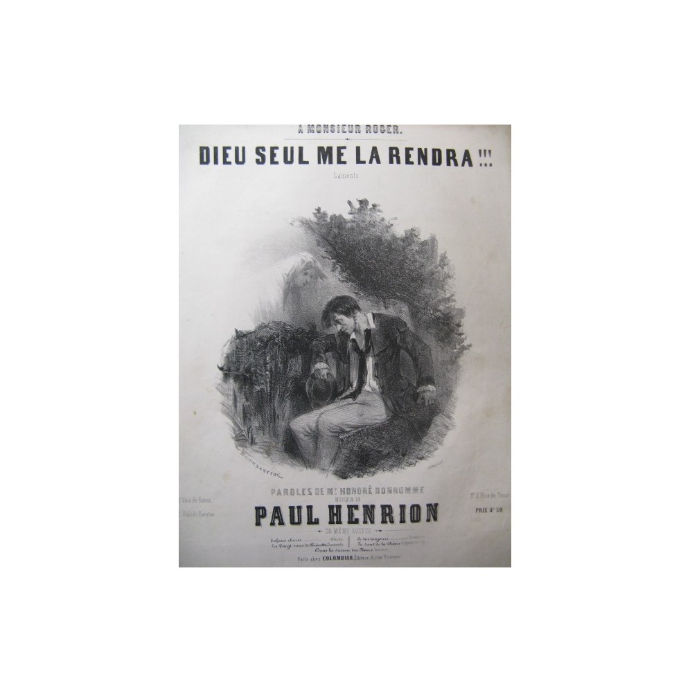 HENRION Paul Dieu seul me la Rendra  Nanteuil Chant Piano ca1850