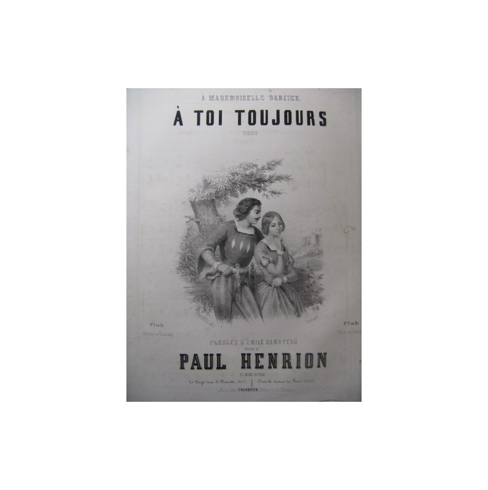 HENRION Paul A toi toujours Chant Piano ca1850
