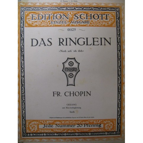 CHOPIN Frédéric Das Ringlein Chant Piano