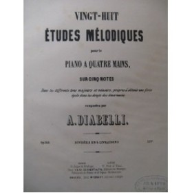 DIABELLI Anton 28 Etudes Mélodiques Piano 4 mains XIXe