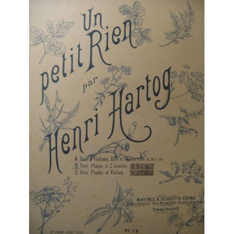 HARTOG Henri Un Petit Rien Piano ca1887