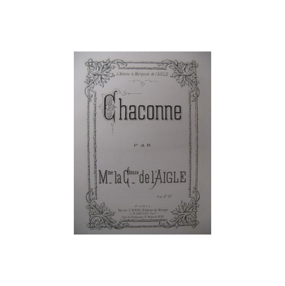 DE L'AIGLE Mme la Comtesse Chaconne Piano XIXe