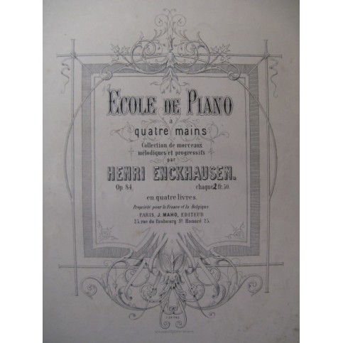 ENCKHAUSEN Henri Pièces pour Piano 4 mains ca1867