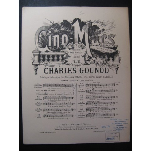 GOUNOD Charles Cinq Mars Cantilène Chant Piano XIXe