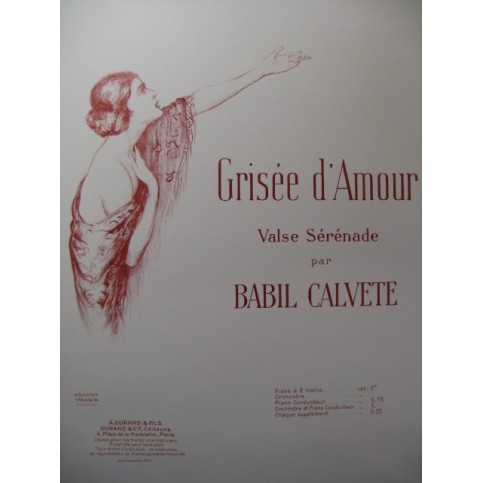 CALVETE Babil Grisée d'Amour Piano 1923