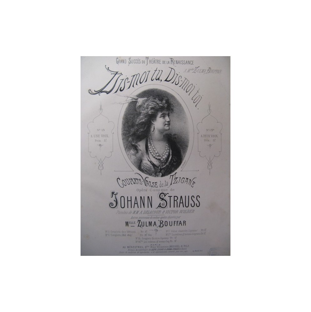 STRAUSS Johann La Tzigane Couplets Chant Piano ca1877