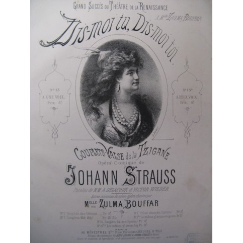 STRAUSS Johann La Tzigane Couplets Chant Piano ca1877