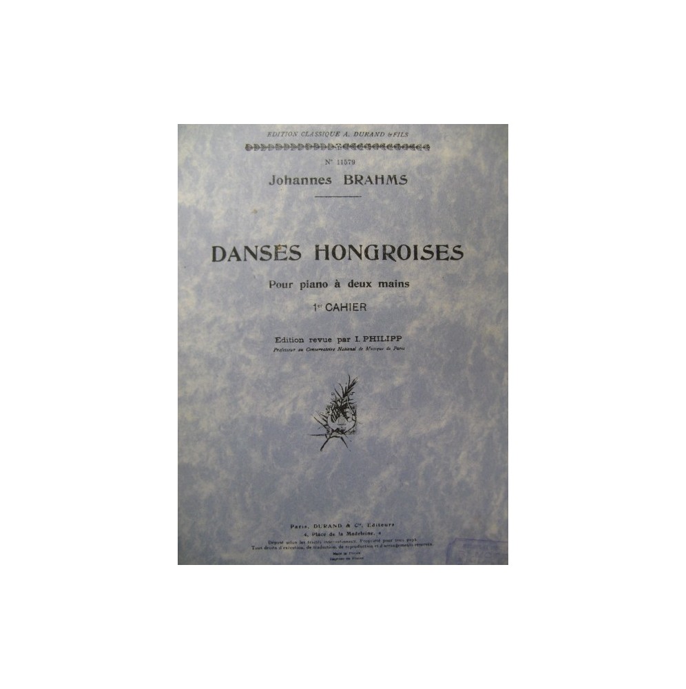 BRAHMS Johannes Danses Hongroises 1er Cahier Piano 1948