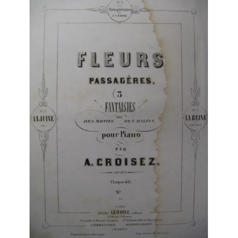 CROISEZ Alexandre Fantaisie sur La Juive Piano ca1856