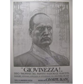 BLANC Giuseppe Giovinezza Chant Piano 1925