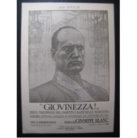 BLANC Giuseppe Giovinezza Chant Piano 1925
