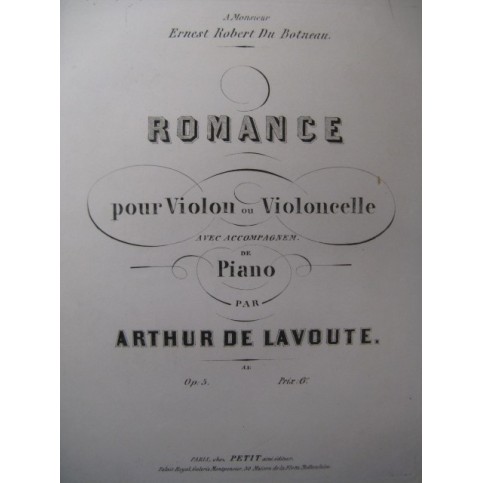 DE LAVOUTE Arthur Romance Piano Violon et Violoncelle XIXe