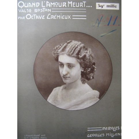 CRÉMIEUX Octave Quand l'Amour meurt Piano 1904