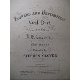 GLOVER Stephen Flowers and Butterflies Chant Piano XIXe