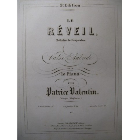VALENTIN Patrice Le Réveil Piano ca1850