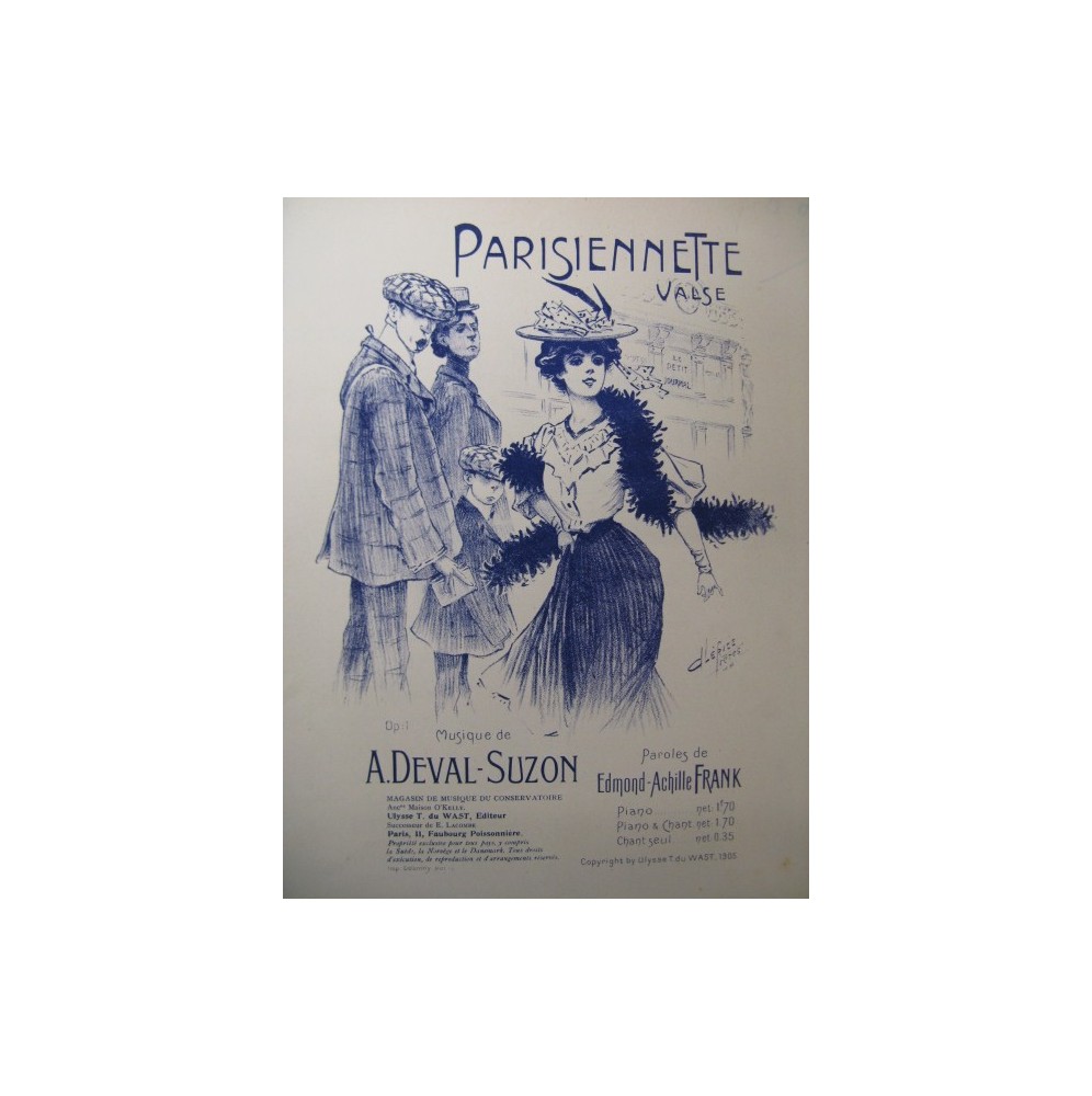 DEVAL-SUZON A. Parisiennette Chant Piano 1905