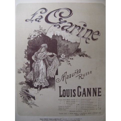 GANNE Louis La Czarine Mazurka Russe Piano 1890