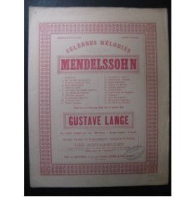 LANGE Gustave Les Adieux du Chasseur Mendelssohn Piano ca1878