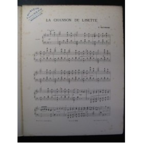 BACHMANN Georges La Chanson de Lisette Piano 1884