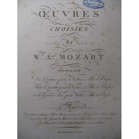 MOZART W. A. Grand Trio Violon Alto Violoncelle ca1810