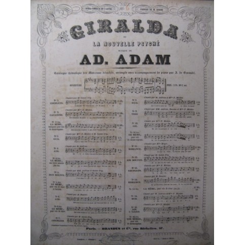 ADAM Adolphe Giralda No 6  Air Chant Piano ca1850
