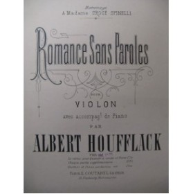 HOUFFLACK Albert Romance sans Paroles Violon Piano XIXe
