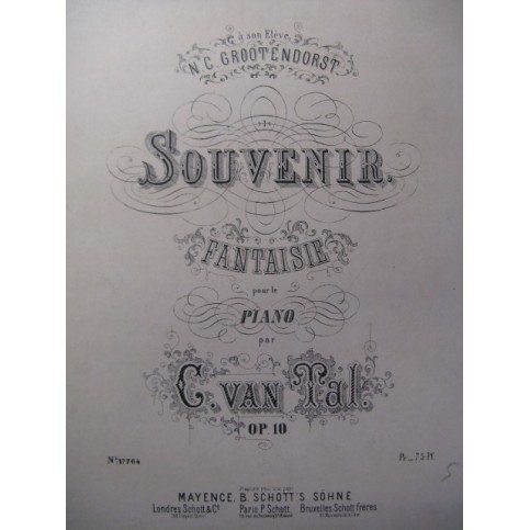 VAN TAL C. Souvenir Piano XIXe