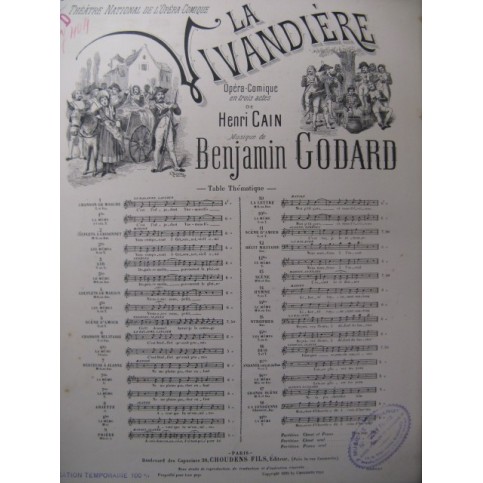 GODARD Benjamin La Vivandière No 9 Prière Chant Piano 1895