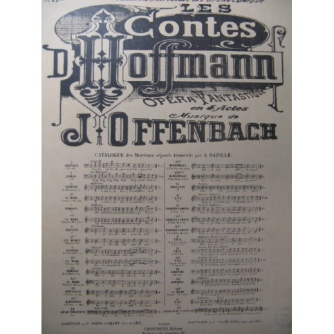 OFFENBACH Jacques Les Contes d'Hoffmann No 12 bis Piano Chant