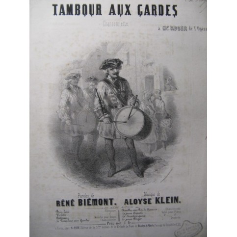 KLEIN Aloys Tambour aux Gardes Chant Piano ca1850