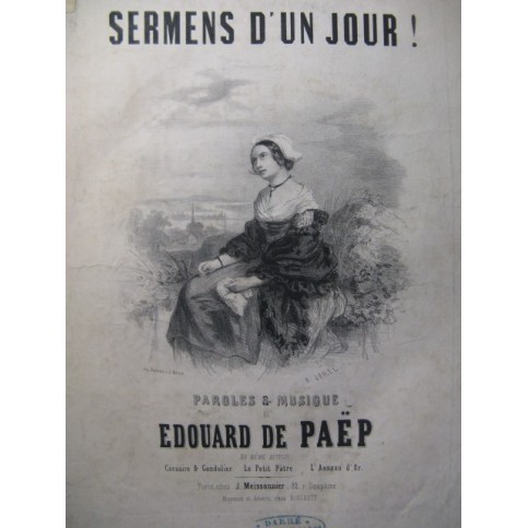 DE PAËP Edouard Sermens d'un Jour Chant Piano ca1850